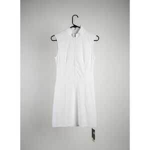 Halara Golf Dress Womens Small White Quarter Zip Sleeveless Pleated Athletic